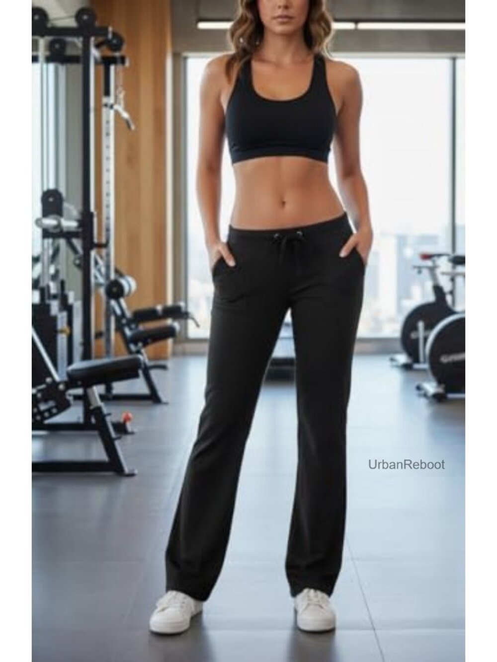 High Rise Velour Sweatpants Straight Leg Drawstring Pockets - Picture 4 of 6